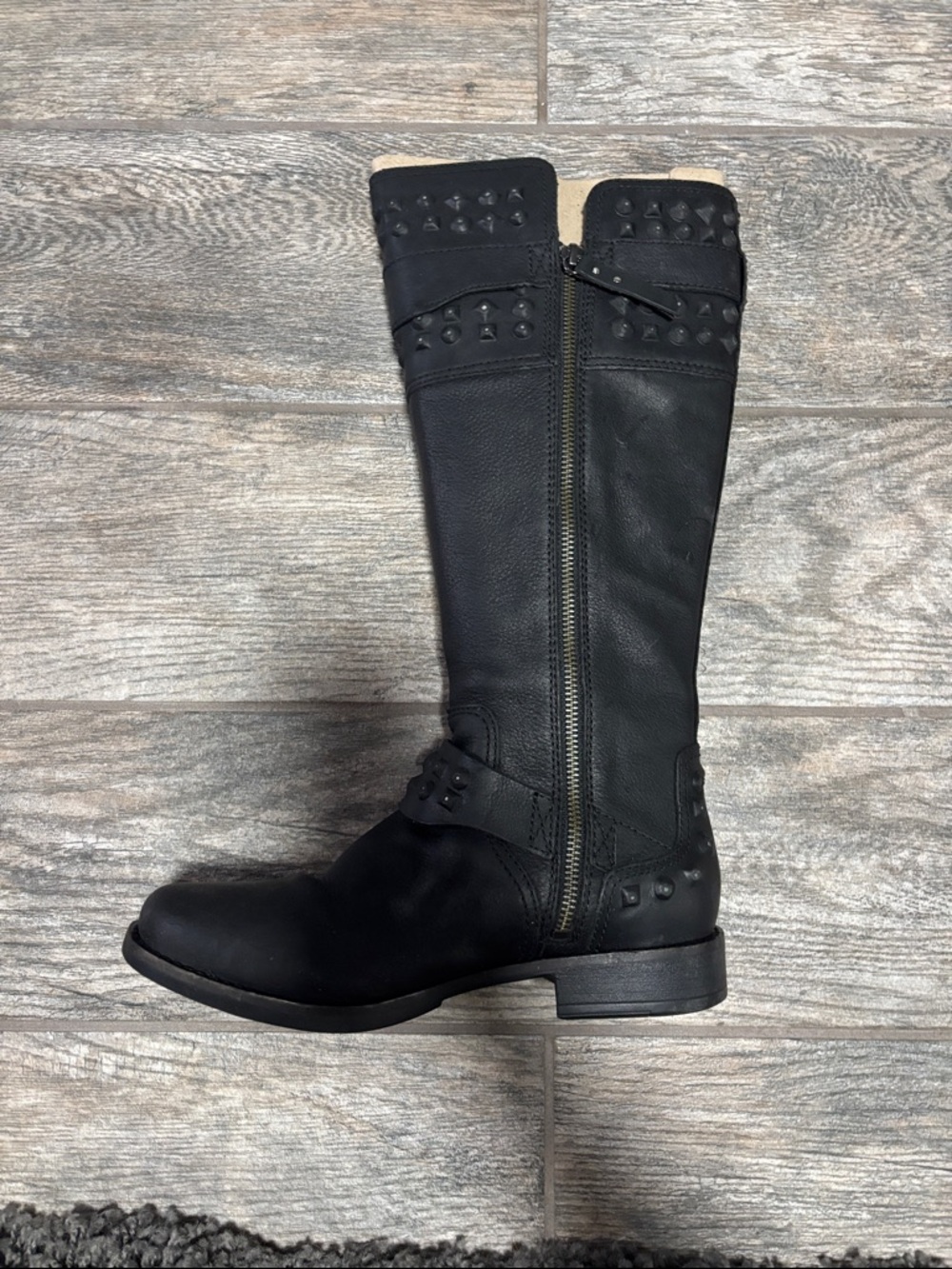 UGG Black Studded Knee-High Zip Boot